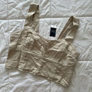 NWT Abercrombie Linen Blend Corset Top in Cream